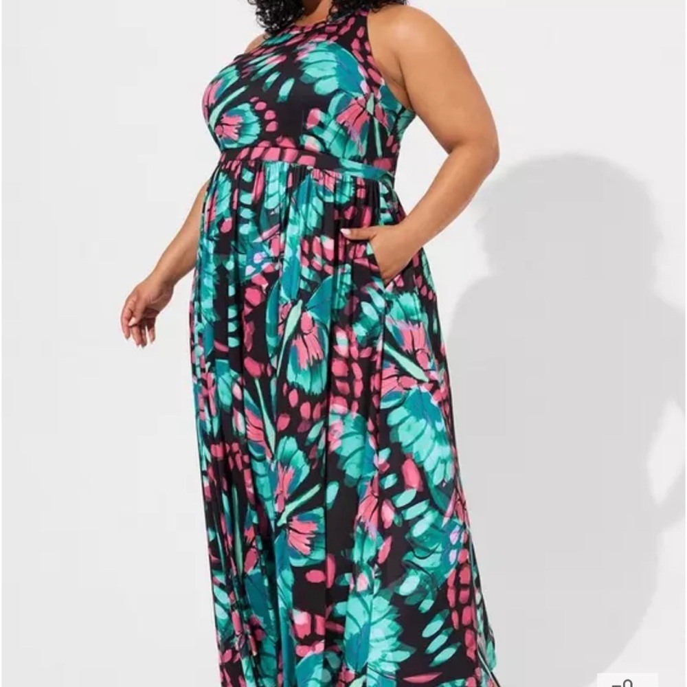 New Torrid Maxi Studio Knit Butterfly Halter Dress sun dress summer spring 4X 26